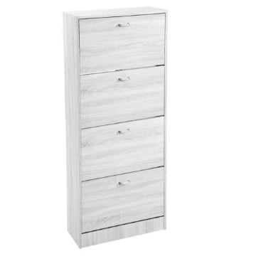 SCARPIERA 4 ANTE IN LEGNO TRUCIOLARE CON MELAMINICO 2 DIVISORI OGNI ANTA BIANCO LEGNO 63 X 24 X 150 CM