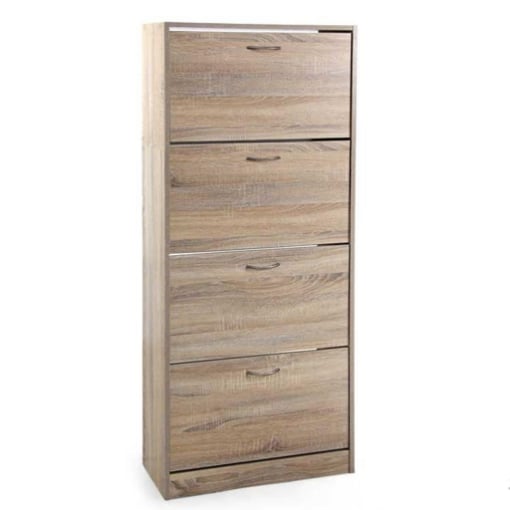 SCARPIERA 4 ANTE IN LEGNO TRUCIOLARE CON MELAMINICO 2 DIVISORI OGNI ANTA ROVERE 63 X 24 X 150 CM