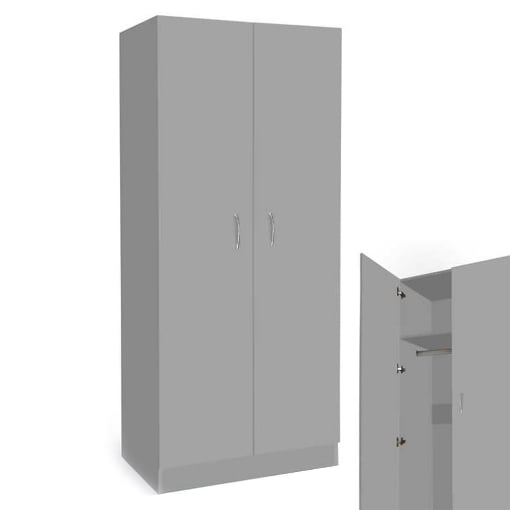 ARMADIO A 2 ANTE CON RIPIANO INTERIORE 80X50X180 GRIGIO