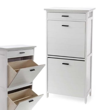 SCARPIERA IN LEGNO CON CASSETTI COLORE BIANCO E PIANO 45X28X98H CM