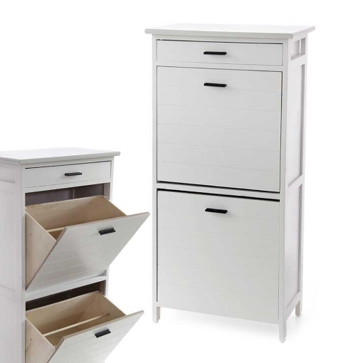 SCARPIERA IN LEGNO CON CASSETTI COLORE BIANCO E PIANO 45X28X98H CM