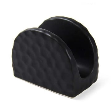PORTA TOVAGLIOLI NERO IN CERAMICA MODELLO ONDULATO 10 X 6 X 8 CM