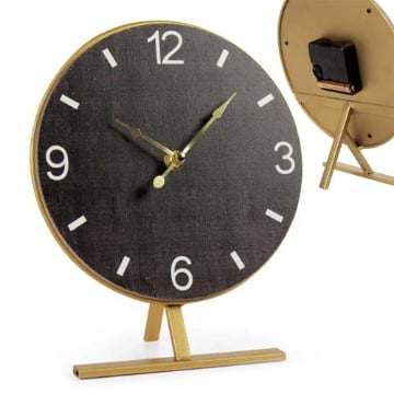 OROLOGIO DA TAVOLO TONDO IN LEGNO E METALLO STRUTTURA ORO 19 X 9 X 22 CM 