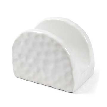 PORTA TOVAGLIOLI BIANCO IN CERAMICA MODELLO ONDULATO 10 X 6 X 8 CM