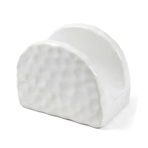 PORTA TOVAGLIOLI BIANCO IN CERAMICA MODELLO ONDULATO 10 X 6 X 8 CM