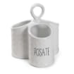 PORTA POSATE BIANCO MODELLO ONDULATO IN CERAMICA 17 X 18 CM 