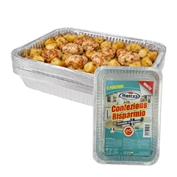 MAURY'S CONTENITORI ALLUMINIO 6 PORZIONI 20PZ PER COTTURA E CONSERVAZIONE ALIMENTI
