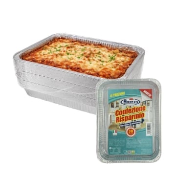 MAURY'S CONTENITORI ALLUMINIO 4 PORZIONI 30PZ PER COTTURA E CONSERVAZIONE ALIMENTI