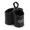 PORTA POSATE NERO MODELLO ONDULATO IN CERAMICA 17 X 18 CM 