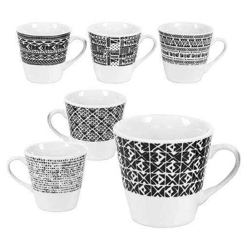MAURY'S SET DA 6 TAZZINE DA CAFFÈ ETNIC IN DECORO ASSORTITO GEOMETRICO