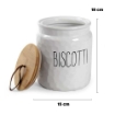 PORTA BISCOTTI MODELLO ONDULATO BIANCO CON TAPPO IN LEGNO 15 X 18 CM