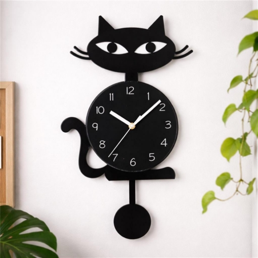 OROLOGIO A PENDOLO, ANALOGICO FANTASIA GATTO 41 X 5,1CM ASSORTITO