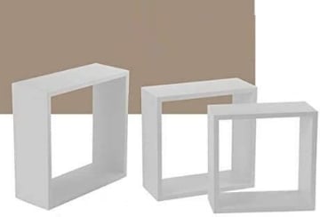 SET 3 PENSILI QUADRATI IN LEGNO DA PARETE IN TRE MISURE CON FINITURA BIANCA USATO 