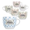 SET 6 TAZZINE CAFFE "COFEE TIME" 80CC PASTELLO ASSORTITO