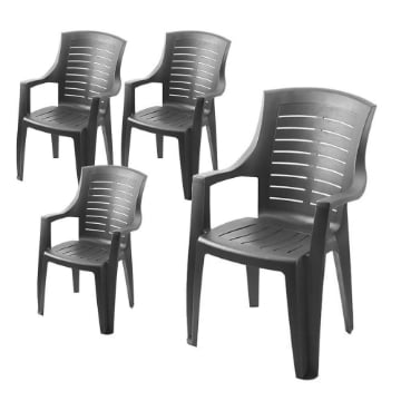 MAURY'S SET 4 SEDIE GINEVRA IN RESINA IMPILABILE ANTRACITE 91 X 60 X 55 CM