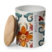 BISCOTTIERA TONDA "ROMANTIC" CON TAPPO IN LEGNO 13 X 17 CM