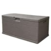 BAULE CASSAPANCA MULTIUSO GIOVE DA ESTERNO E INTERNO, CONTENITORE, STOCCAGGIO, ORGANIZZATORE, APERTURA ALTA, TAUPE EFFETTO LEGNO 340LT 118 X 59 X 57 CM MADE IN ITALY