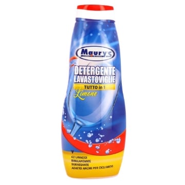 MAURY'S GEL LAVASTOVIGLIE TUTTO IN 1 62 LAVAGGI BRILLANTE SGRASSANTE ADATTO ANCHE PER CICLI BREVI LIMONE 1250ML 