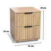 COMODINO 2 CASSETTI IN LEGNO TRUCIOLARE CON MELAMINICO, GUIDE METALLICHE ROVERE 40 X 30 X 45 CM