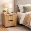 COMODINO 2 CASSETTI IN LEGNO TRUCIOLARE CON MELAMINICO, GUIDE METALLICHE ROVERE 40 X 30 X 45 CM
