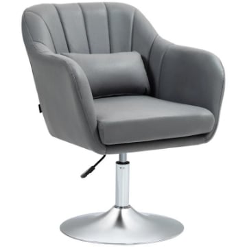 SEDIA PER SCRIVANIA GIREVOLE CON ALTEZZA REGOLABILE CUSCINO LOMBARE, TESSUTO TECNICO, GRIGIO