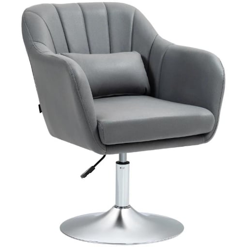 SEDIA PER SCRIVANIA GIREVOLE CON ALTEZZA REGOLABILE CUSCINO LOMBARE, TESSUTO TECNICO, GRIGIO