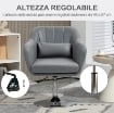 SEDIA PER SCRIVANIA GIREVOLE CON ALTEZZA REGOLABILE CUSCINO LOMBARE, TESSUTO TECNICO, GRIGIO