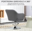SEDIA PER SCRIVANIA GIREVOLE CON ALTEZZA REGOLABILE CUSCINO LOMBARE, TESSUTO TECNICO, GRIGIO