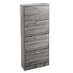 SCARPIERA 4 ANTE IN LEGNO TRUCIOLARE MELAMINICO, OGNI ANTA 2 DIVISORI IN LEGNO ROVERE GRIGIO 60 X 24 X 150 CM 