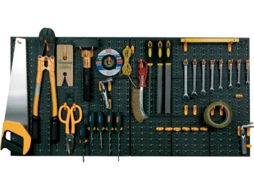 SET DI 2 PANNELLI PORTA ATTREZZI DA PARETE CON GANCI INCLUSI RESISTENTE, INALTERABILE, LAVABILE 50 X 50 CM MADE IN ITALY