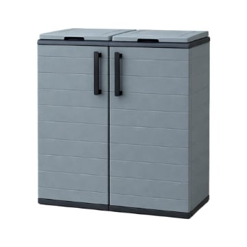 ARMADIO PATTUMIERA BASSO IN PLASTICA 2 SCOMPARTI DIMENSIONI 68X37X H 84 CM 200 LT