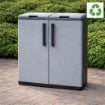 ARMADIO PATTUMIERA BASSO IN PLASTICA 2 SCOMPARTI DIMENSIONI 68X37X H 84 CM 200 LT