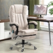 SEDIA DA UFFICIO MASSAGGIANTE E RISCALDANTE CON POGGIAPIEDI IN MICROFIBRA 62X70X113-120 CM CREMA
