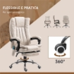 SEDIA DA UFFICIO MASSAGGIANTE E RISCALDANTE CON POGGIAPIEDI IN MICROFIBRA 62X70X113-120 CM CREMA