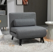 POLTRONA LETTO CON SCHIENALE REGOLABILE IN 5 POSIZIONI, TESSUTO EFFETTO LINO E ACCIAIO, 75X70X75 CM, GRIGIO