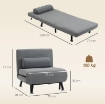 POLTRONA LETTO CON SCHIENALE REGOLABILE IN 5 POSIZIONI, TESSUTO EFFETTO LINO E ACCIAIO, 75X70X75 CM, GRIGIO
