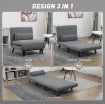 POLTRONA LETTO CON SCHIENALE REGOLABILE IN 5 POSIZIONI, TESSUTO EFFETTO LINO E ACCIAIO, 75X70X75 CM, GRIGIO