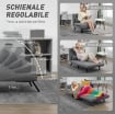 POLTRONA LETTO CON SCHIENALE REGOLABILE IN 5 POSIZIONI, TESSUTO EFFETTO LINO E ACCIAIO, 75X70X75 CM, GRIGIO