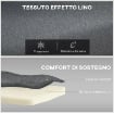 POLTRONA LETTO CON SCHIENALE REGOLABILE IN 5 POSIZIONI, TESSUTO EFFETTO LINO E ACCIAIO, 75X70X75 CM, GRIGIO