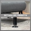 POLTRONA LETTO CON SCHIENALE REGOLABILE IN 5 POSIZIONI, TESSUTO EFFETTO LINO E ACCIAIO, 75X70X75 CM, GRIGIO