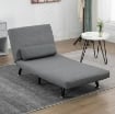 POLTRONA LETTO CON SCHIENALE REGOLABILE IN 5 POSIZIONI, TESSUTO EFFETTO LINO E ACCIAIO, 75X70X75 CM, GRIGIO