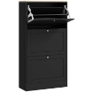 SCARPIERA SALVASPAZIO A 3 CASSETTI CON RIPIANI REGOLABILI SU 2 LIVELLI, IN LEGNO, 60X23.5X115 CM, NERO