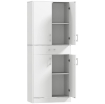 CREDENZA CUCINA ALTA CON 2 ARMADIETTI E UN CASSETTO CENTRALE, RIPIANI REGOLABILI E 4 ANTE TOTALI, BIANCO