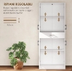 CREDENZA CUCINA ALTA CON 2 ARMADIETTI E UN CASSETTO CENTRALE, RIPIANI REGOLABILI E 4 ANTE TOTALI, BIANCO
