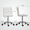 SEDIA DA UFFICIO REGOLABILE CON RIVESTIMENTO A BOTTONI, IN PELLE PU, SCHIUMA E ACCIAIO, 44X50X78-88 CM, BIANCO