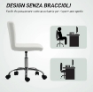 SEDIA DA UFFICIO REGOLABILE CON RIVESTIMENTO A BOTTONI, IN PELLE PU, SCHIUMA E ACCIAIO, 44X50X78-88 CM, BIANCO