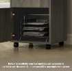 CASSETTIERA PORTADOCUMENTI A 4 RUOTE CON RIPIANO APERTO E CASSETTI, IN LEGNO E METALLO, 40X35X60 CM, GRIGIO