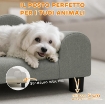 DIVANO PER CANI CON BRACCIOLI DI SUPPORTO, IN LEGNO E TESSUTO FRENCH TERRY, 66X42X28.5 CM, GRIGIO