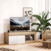 MOBILE PORTA TV 60" CON ARMADIETTO 2 ANTE E RIPIANO APERTO 140X40X48 CM LEGNO NATURALE