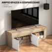 MOBILE PORTA TV 60" CON ARMADIETTO 2 ANTE E RIPIANO APERTO 140X40X48 CM LEGNO NATURALE